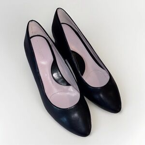 Taryn Rose Women's Rochelle Black Leather Block Heel ~ US 11B EU 41.5 EUC $165‎